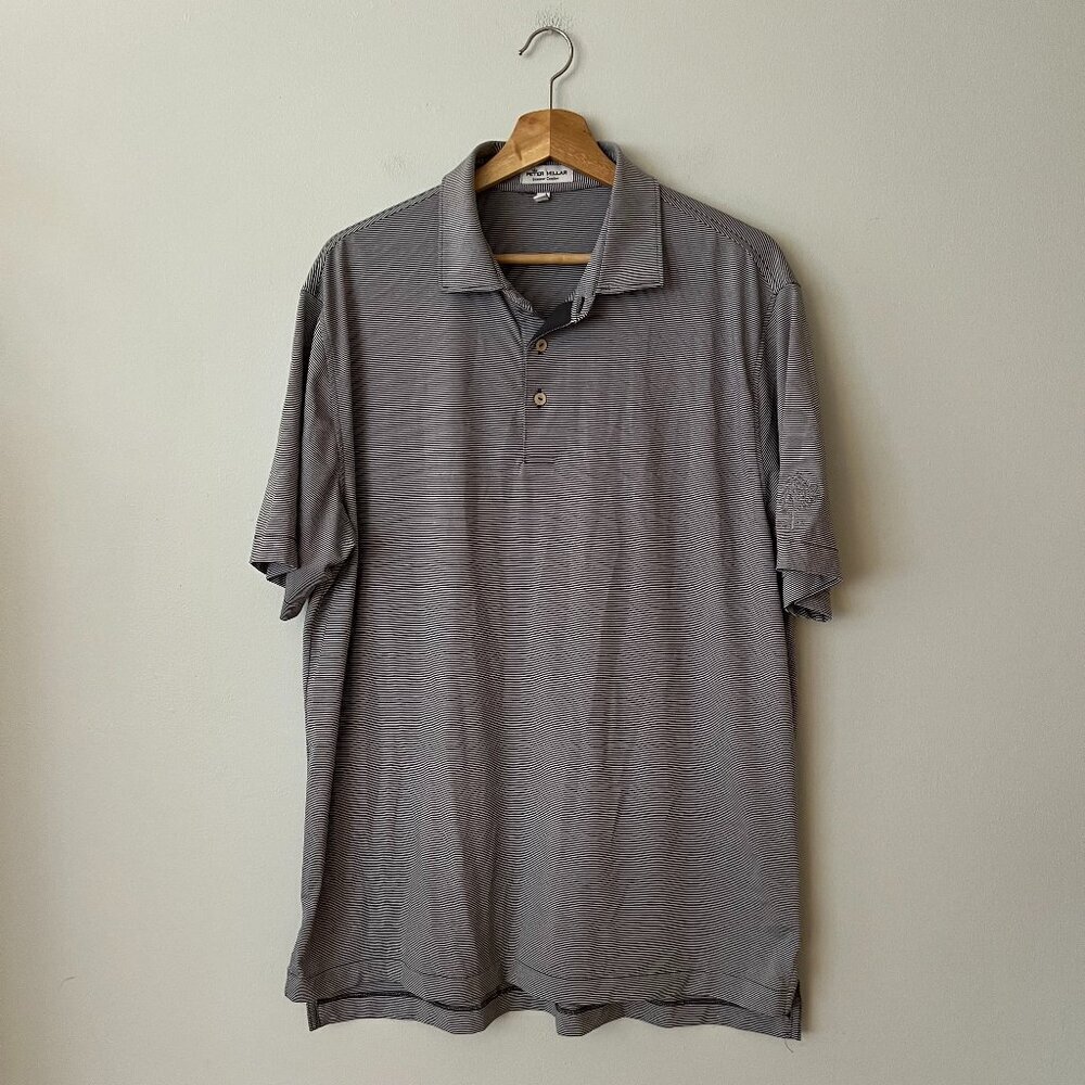 Pete Millar Summer Comfort Gray Striped Golf Polo Shirt Men's Size Large
